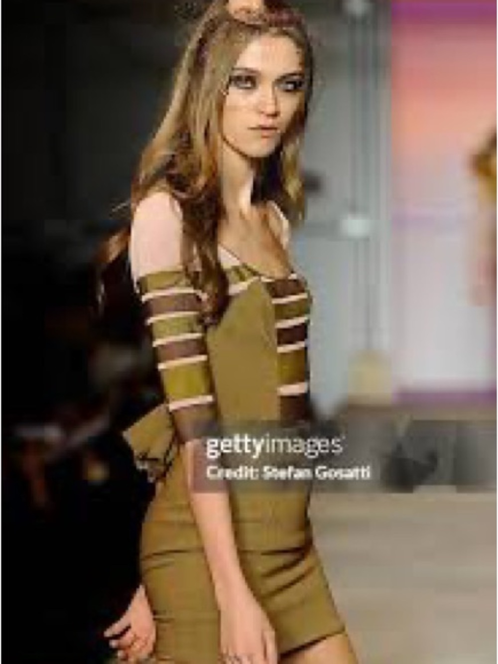 2010 Zac Posen Olive and Blush Striped Bodycon ish Dress size 6 - Picture 6 of 12